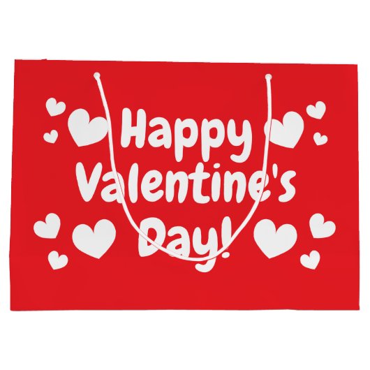Gelukkige Valentijnsdag aangepaste rood en wit har Groot Cadeauzakje (Achterkant)