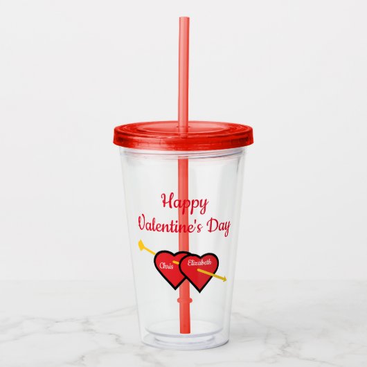 Gelukkige Valentijnsdag Acryl Drinkbeker (Voorkant)