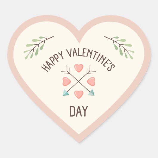 Gelukkige Valentijnsdag - Arrows Hart Sticker (Voorkant)