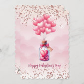 Gelukkige Valentijnsdag ballonnen Feestdagenkaart (Voorkant / Achterkant)