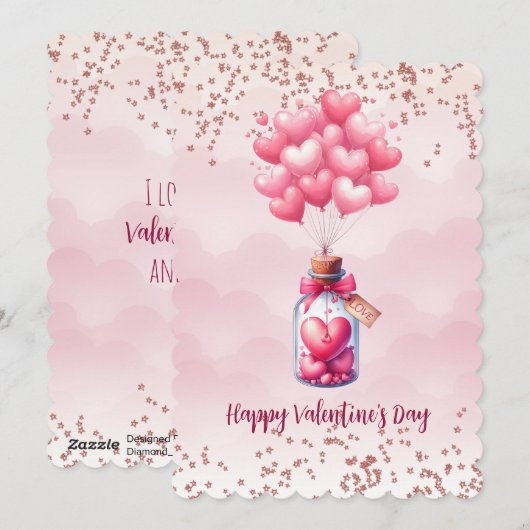 Gelukkige Valentijnsdag ballonnen Feestdagenkaart (Voorkant / Achterkant)