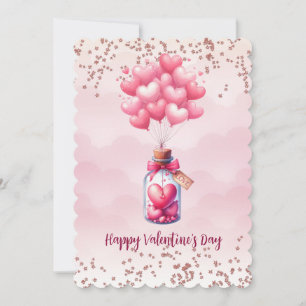 Gelukkige Valentijnsdag Ballonnen Feestdagenkaart