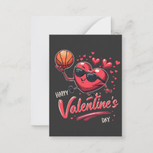 Gelukkige Valentijnsdag Basketbal Liefhebbers Notitiekaartje