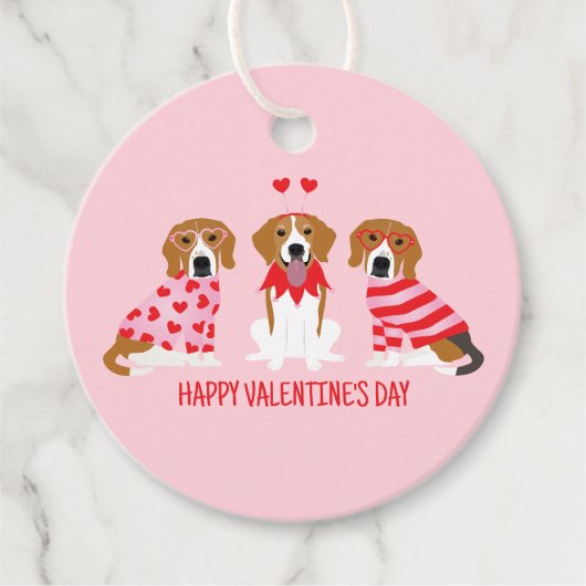 Gelukkige Valentijnsdag Beagle Honden Bedankjes Labels (Voorkant)