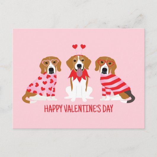 Gelukkige Valentijnsdag Beagle Honden Briefkaart (Voorkant)