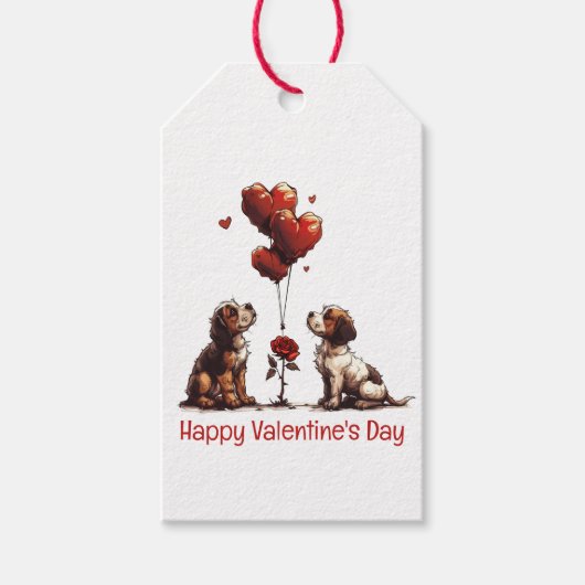 Gelukkige Valentijnsdag Beagle Honden Cadeaulabel (Voorkant)