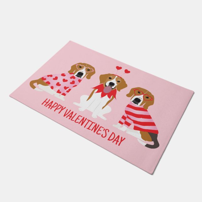 Gelukkige Valentijnsdag Beagle Honden Deurmat (Schuin)