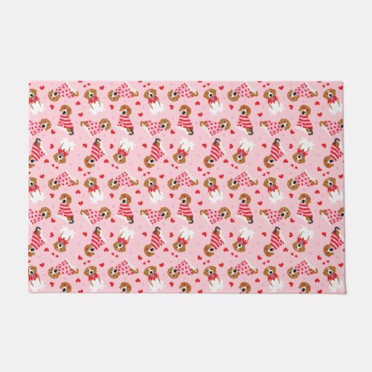 Gelukkige Valentijnsdag Beagle Honden Deurmat (Voorkant)