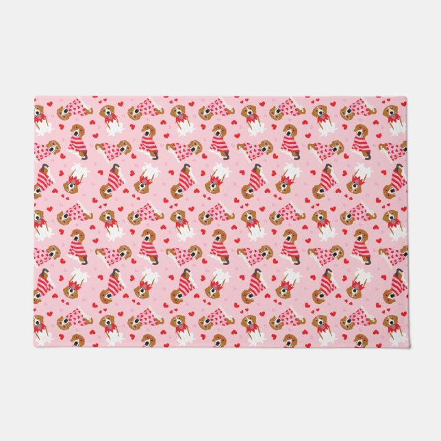 Gelukkige Valentijnsdag Beagle Honden Deurmat (Voorkant)