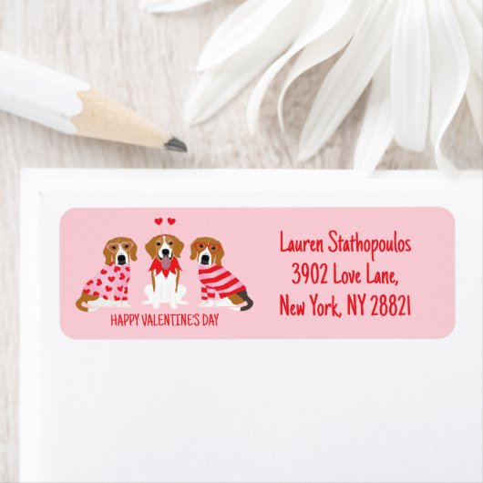 Gelukkige Valentijnsdag Beagle Honden Etiket (Insitu)