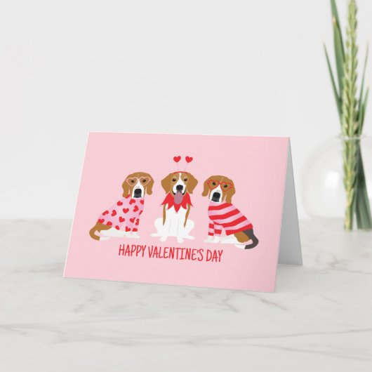 Gelukkige Valentijnsdag Beagle Honden Feestdagen Kaart (Voorkant)