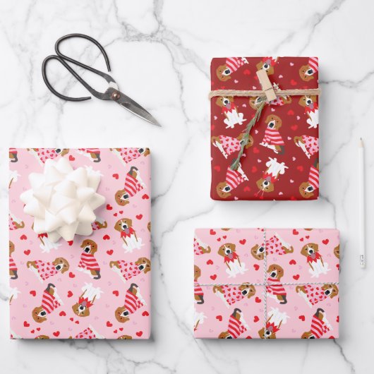 Gelukkige Valentijnsdag Beagle Honden Inpakpapier Vel (Voorkant)