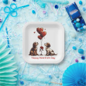 Gelukkige Valentijnsdag Beagle Honden Papieren Bordje (Feest)