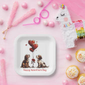 Gelukkige Valentijnsdag Beagle Honden Papieren Bordje (Feest)