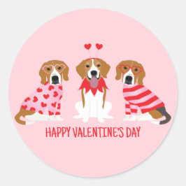 Gelukkige Valentijnsdag Beagle Honden Ronde Sticker