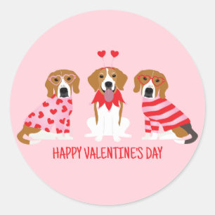 Gelukkige Valentijnsdag Beagle Honden Ronde Sticker