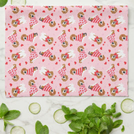 Gelukkige Valentijnsdag Beagle Honden Theedoek