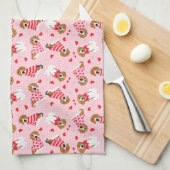 Gelukkige Valentijnsdag Beagle Honden Theedoek (Quarter Fold)