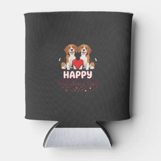 Gelukkige Valentijnsdag Beagle Koppel Blikjeskoeler (Voorkant)