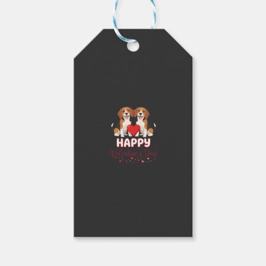 Gelukkige Valentijnsdag Beagle Koppel Cadeaulabel (Voorkant)