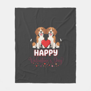 Gelukkige Valentijnsdag Beagle Koppel Fleece Deken