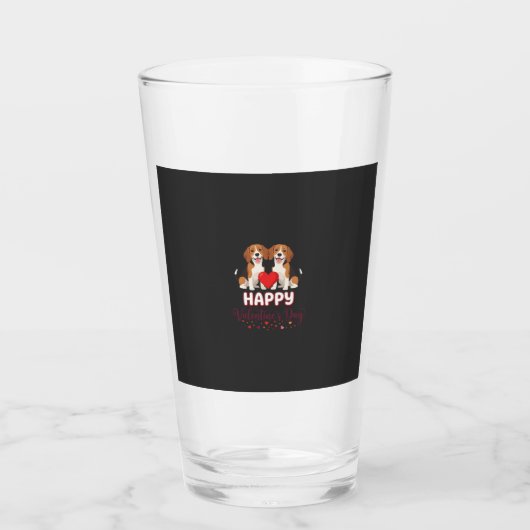 Gelukkige Valentijnsdag Beagle Koppel Glas (Voorkant)