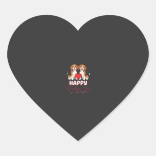 Gelukkige Valentijnsdag Beagle Koppel Hart Sticker