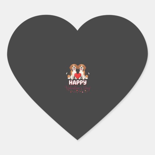 Gelukkige Valentijnsdag Beagle Koppel Hart Sticker (Voorkant)
