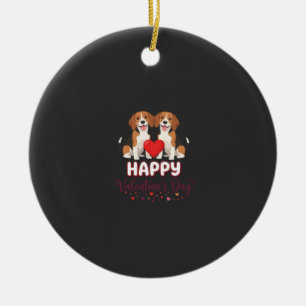 Gelukkige Valentijnsdag Beagle Koppel Keramisch Ornament
