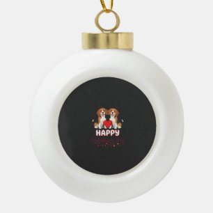 Gelukkige Valentijnsdag Beagle Koppel Keramische Bal Ornament