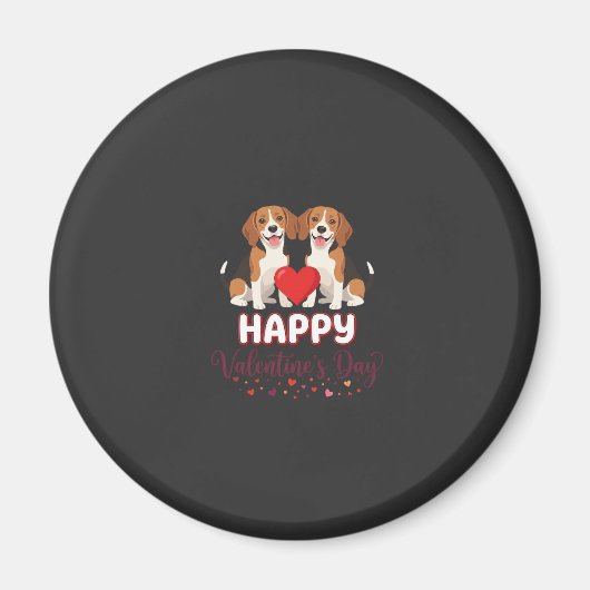 Gelukkige Valentijnsdag Beagle Koppel Magneet (Voorkant)