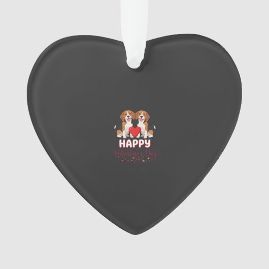 Gelukkige Valentijnsdag Beagle Koppel Ornament (voorkant)
