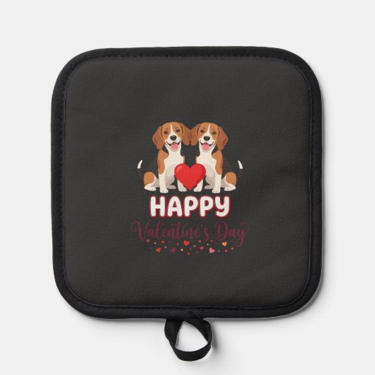 Gelukkige Valentijnsdag Beagle Koppel Pannenlap (Voorkant)