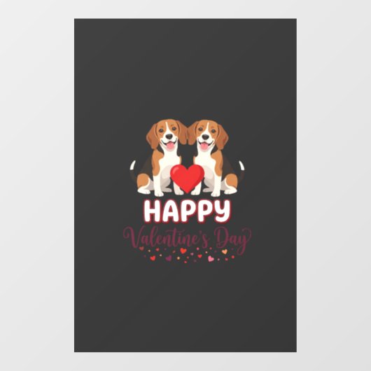 Gelukkige Valentijnsdag Beagle Koppel Raamsticker (Vel)
