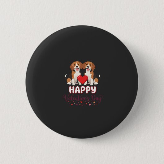 Gelukkige Valentijnsdag Beagle Koppel Ronde Button 5,7 Cm (Voorkant)