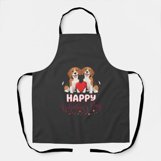 Gelukkige Valentijnsdag Beagle Koppel Schort (Voorkant)