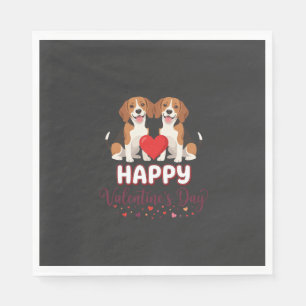 Gelukkige Valentijnsdag Beagle Koppel Servet
