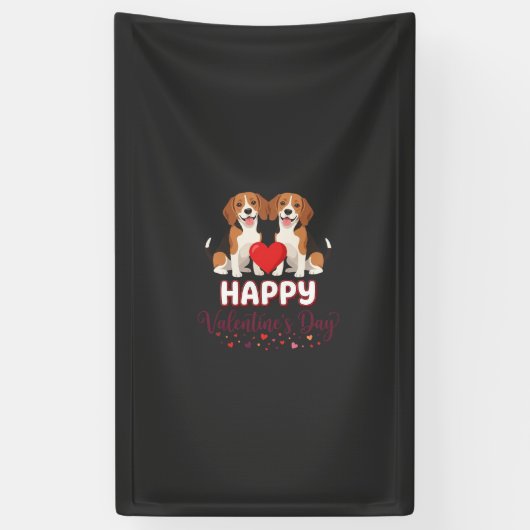 Gelukkige Valentijnsdag Beagle Koppel Spandoek (Verticaal)
