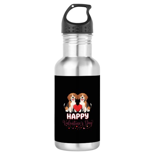 Gelukkige Valentijnsdag Beagle Koppel Waterfles (Voorkant)