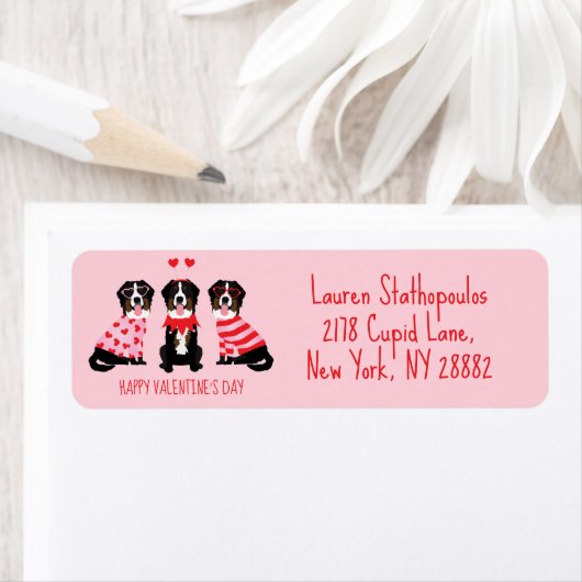 Gelukkige Valentijnsdag Berner Berghonden Etiket (Insitu)