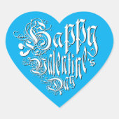 Gelukkige Valentijnsdag blauw grillige romantische Hart Sticker (Voorkant)