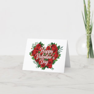 Gelukkige Valentijnsdag Bloemrijke Rozen Hart Kaar Feestdagen Kaart