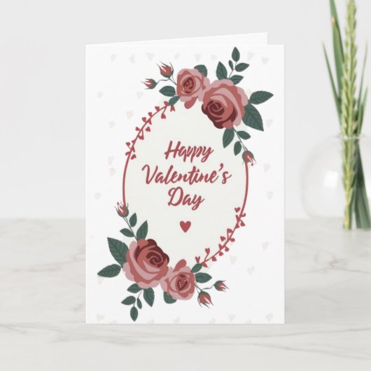 Gelukkige Valentijnsdag Bloemrozen Hart Kaart (Voorkant)