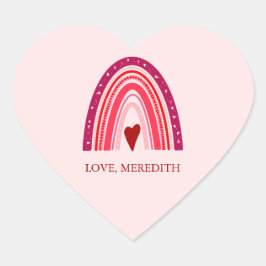 Gelukkige Valentijnsdag Boho Regenboog Rood & Roze Hart Sticker