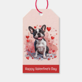 Gelukkige Valentijnsdag Boston Terrier Hond Cadeaulabel