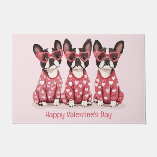 Gelukkige Valentijnsdag Boston Terrier honden Deurmat (Voorkant)
