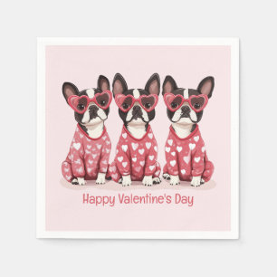 Gelukkige Valentijnsdag Boston Terrier honden Servet