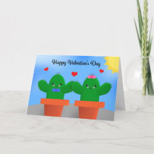 Gelukkige Valentijnsdag Cactus Illustratie Humor  Feestdagen Kaart