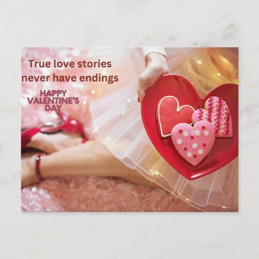 Gelukkige valentijnsdag cadeaubon voor haar feestdagenkaart (Voorkant)