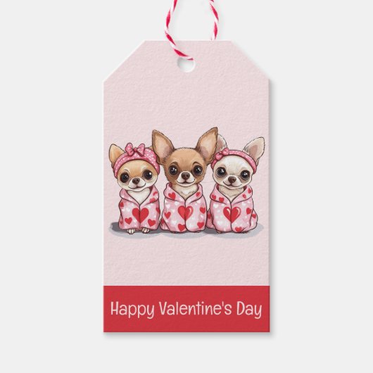 Gelukkige Valentijnsdag Chihuahua honden Cadeaulabel (Voorkant)